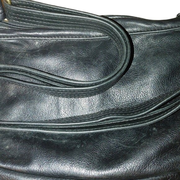 Crossbody Grace Leathers USA Vintage Shoulder Purse Black Adjustable Strap - Picture 8 of 12